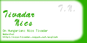 tivadar nics business card